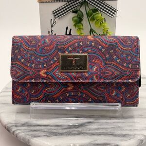 Tahari Multicolor Paisley Women's Clutch Identity Protect Lining CC & Bill Slips